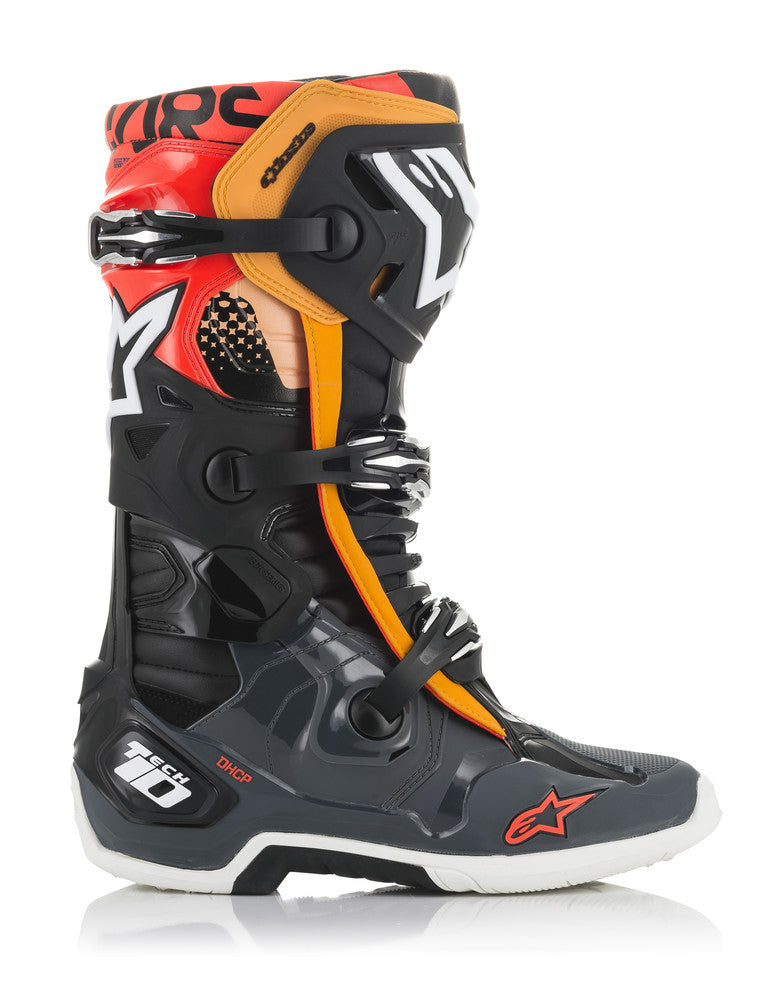TECH 10 BOOTS BLK/GRY/ORG/FLUO RED - MotoPros 