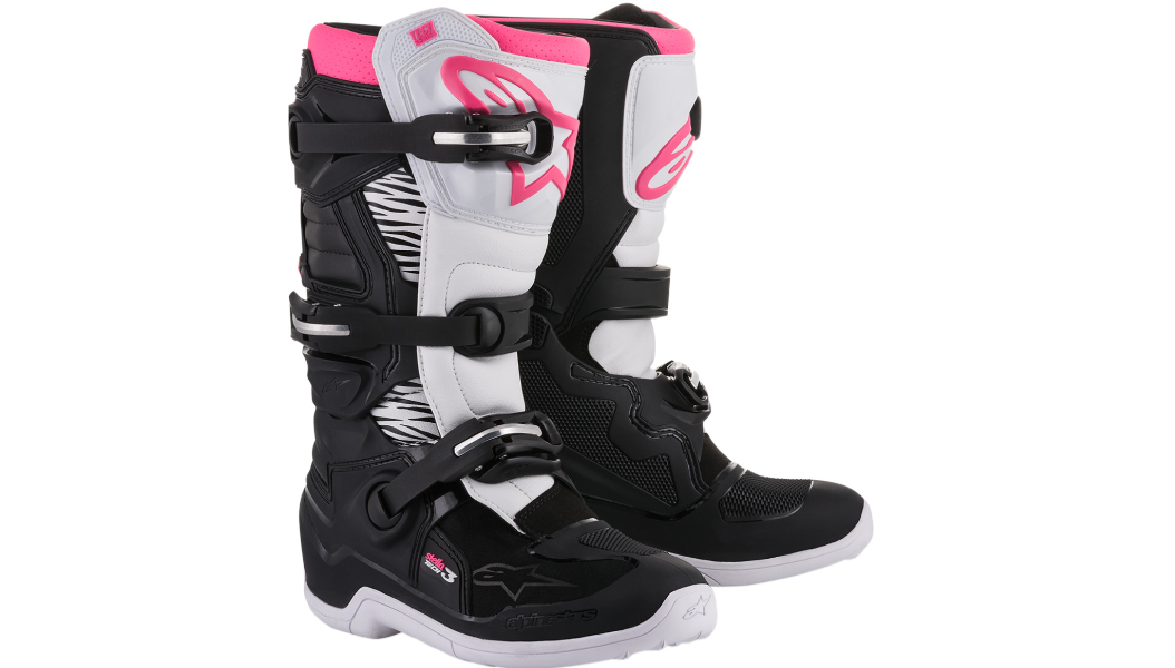 Stella Tech 3 Boots - Black/White/Pink - MotoPros 